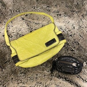 L.A.M.B. Neon Briolette Clutch Bag and Black Key Pouch